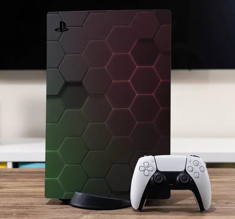 PS5 Skin Neon Sechseckmuster - TenStickers
