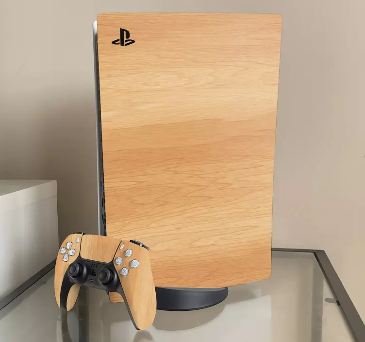 PS5 Aufkleber Holzbeschaffenheit - TenStickers