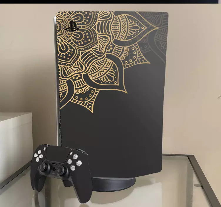 PS5 Aufkleber Mandala Hintergrund in gold - TenStickers