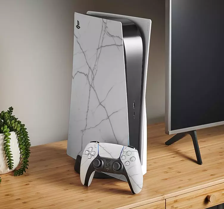 PS5 Aufkleber weisser marmor - TenStickers