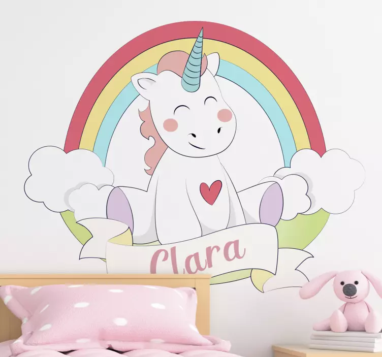 Personalisierbarer Regenbogen Einhorn Wand Aufkleber - TenStickers
