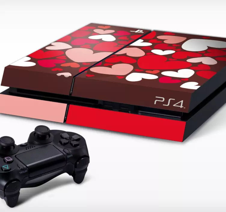 romantischer Herzaufkleber für die Ps4 - TenStickers