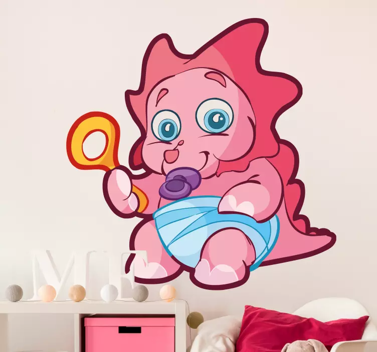 Rosa Baby Dino Aufkleber - TenStickers