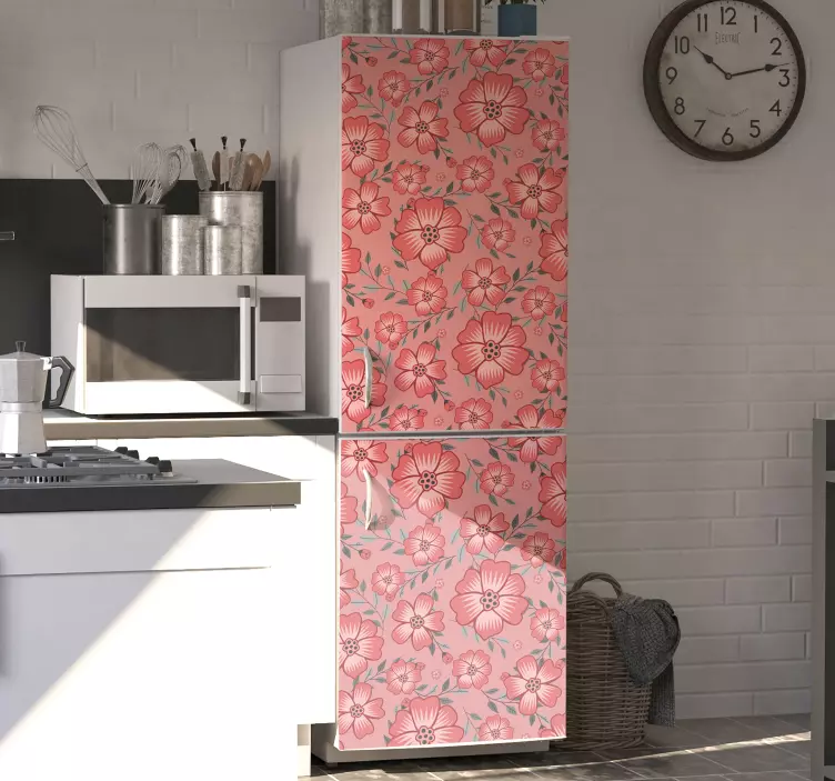 Rosa gänseblümchen blumenkühlschrank aufkleber - TenStickers
