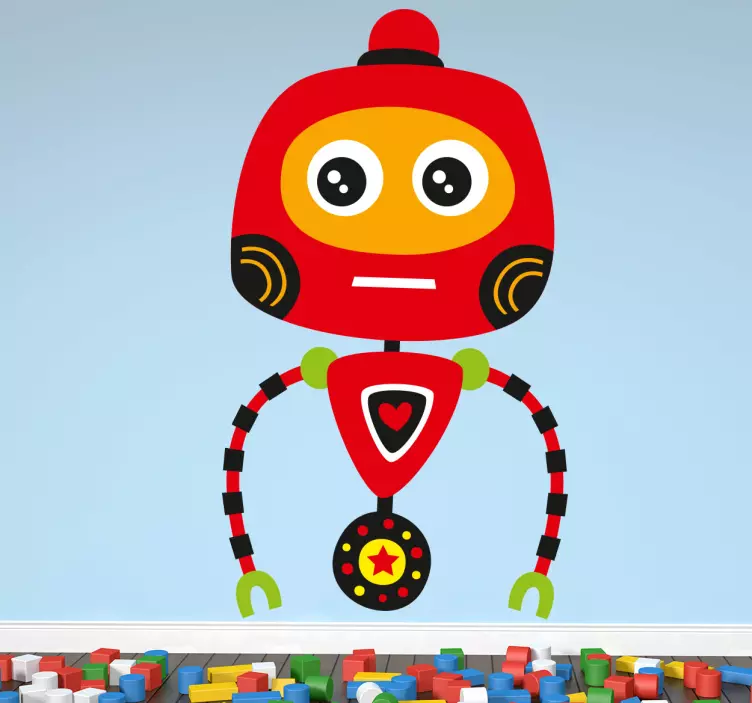 Roter Roboter Aufkleber - TenStickers