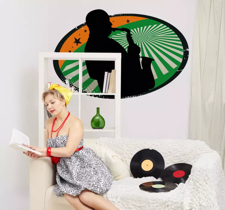 Saxophonist Musik Aufkleber - TenStickers