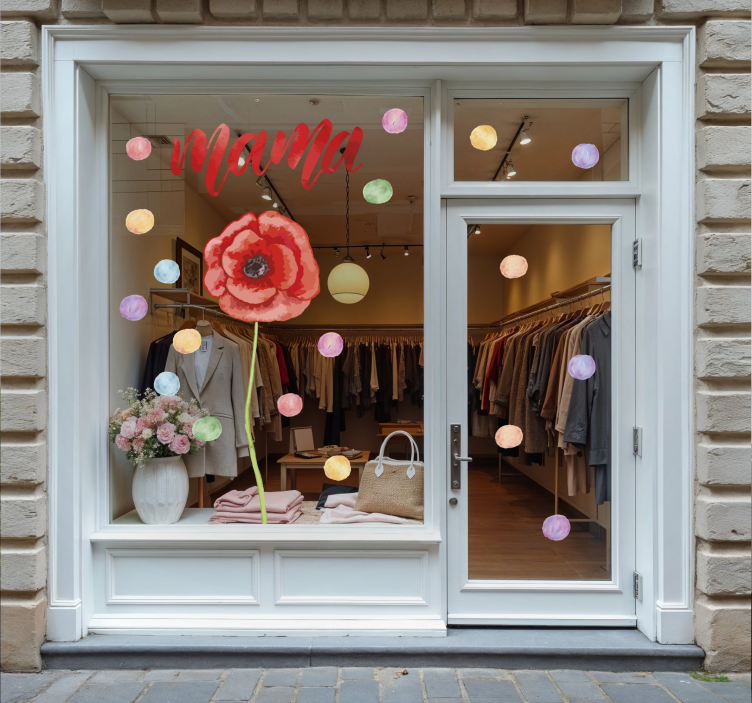 Schaufenster Folie mutter mit rotem mohn - TenStickers