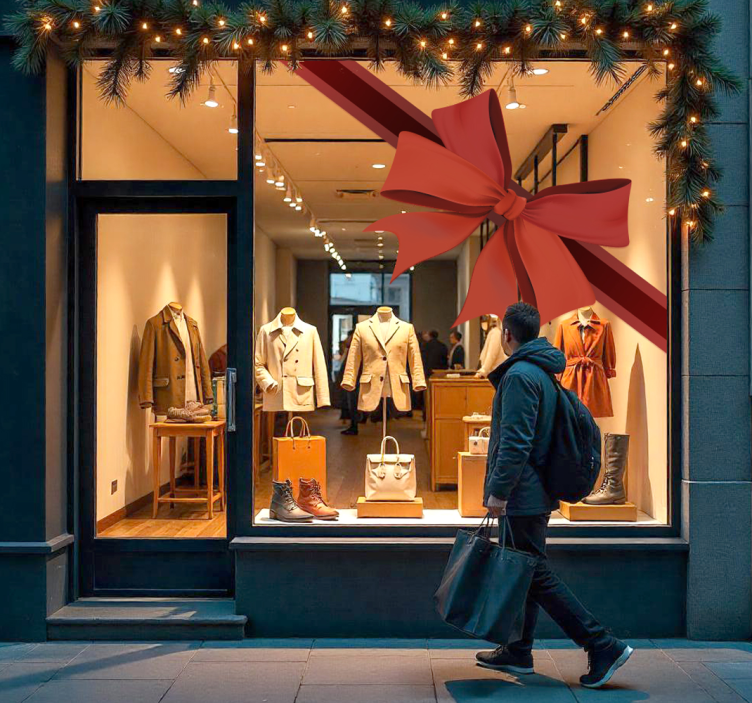 Schaufenster Folie rotes band an der ecke - TenStickers