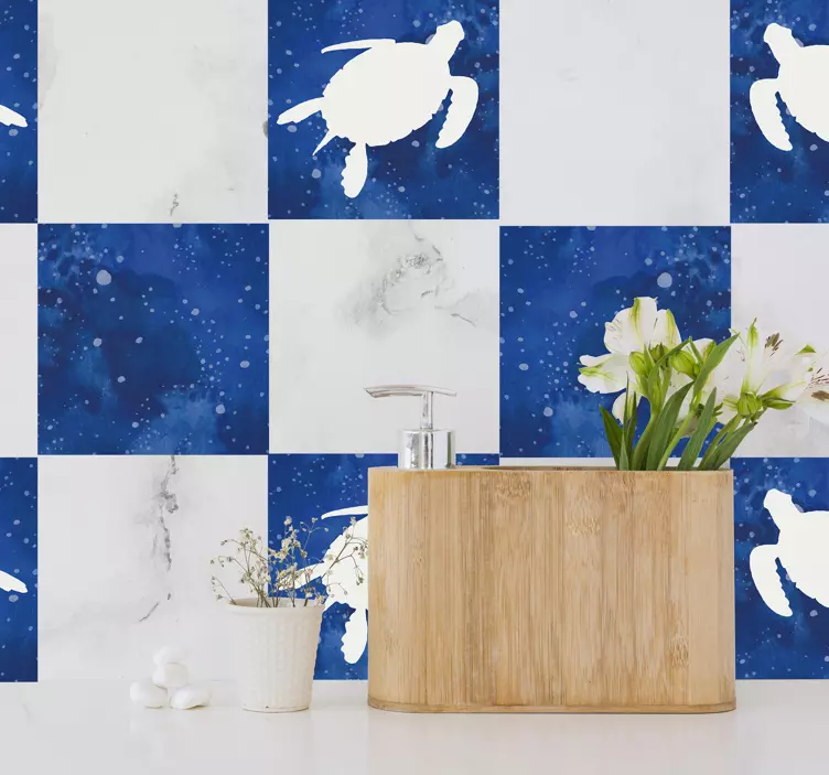 Schildkröte mit Galaxienmuster Fliesenaufkleber - TenStickers