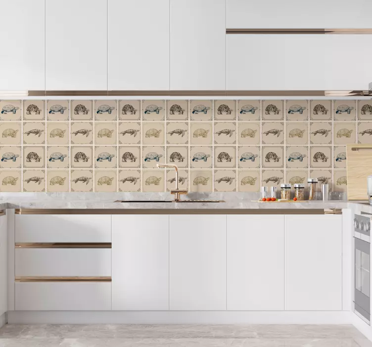 Schildkröten beige Fliesenaufkleber - TenStickers