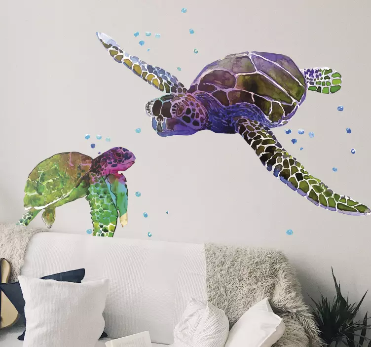 Wandtattoo Tier Bunte abstrakte Schildkröten - TenStickers