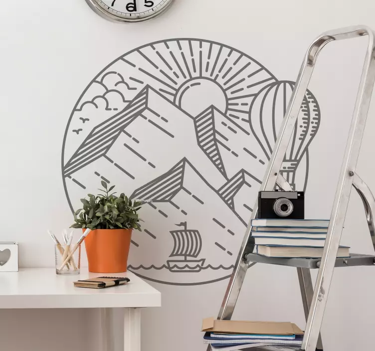 Sonne und berge nordischer stil aufkleber - TenStickers