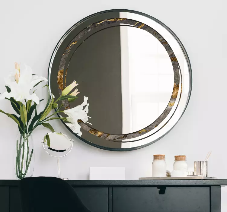 Spiegel Aufkleber Rund Steinoptik - TenStickers