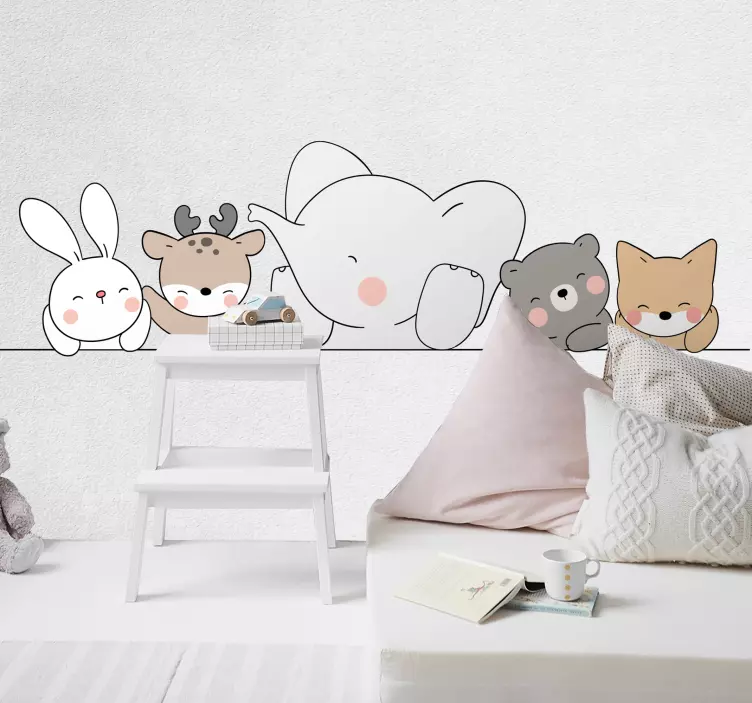 Wandtattoo Baby Glückliche tiere nordischen stil für kindergarten - TenStickers