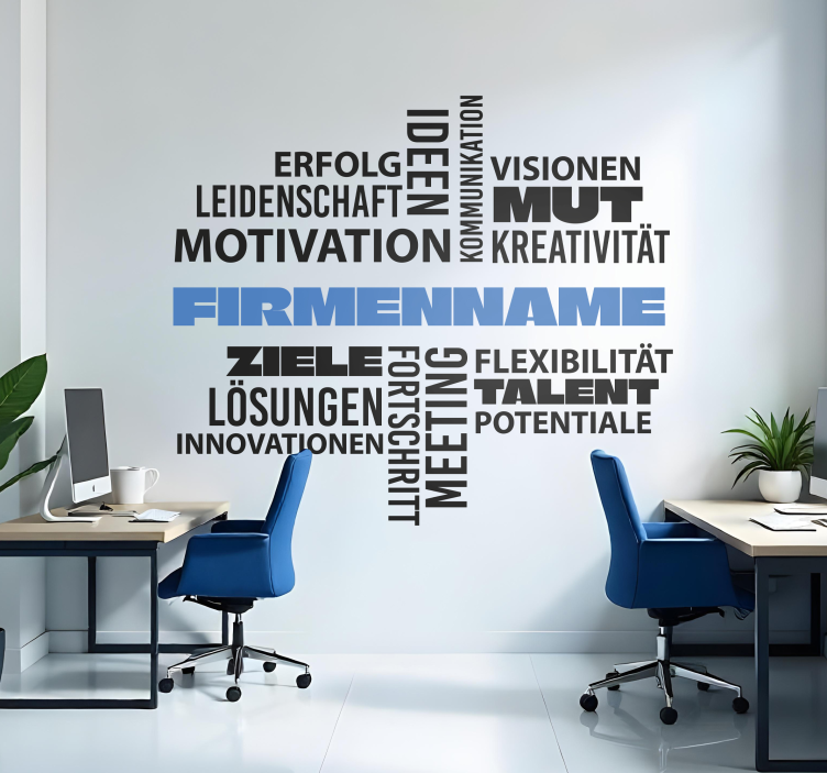 Aufkleber Büro Workwolke personalisert mit Firmennamen - TenStickers