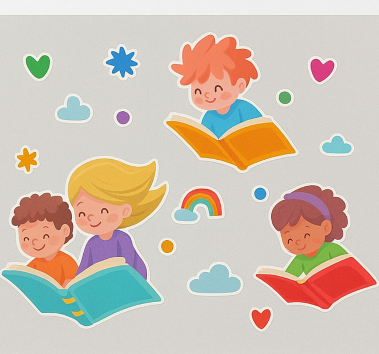 Sticker Lernen fliegende bücher und kinder - TenStickers