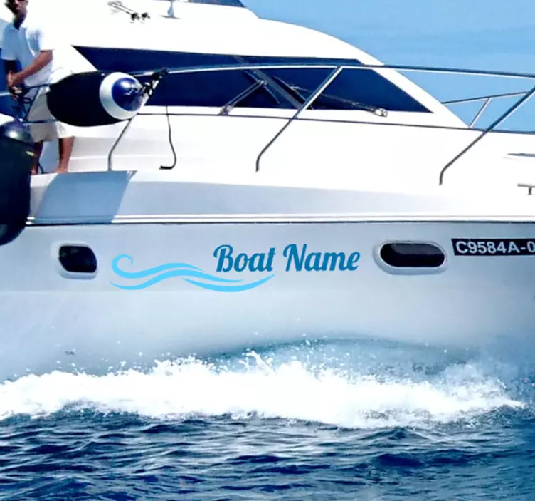 Aufkleber Marine wellige benutzerdefinierte Bootnamen Aufkleber - TenStickers