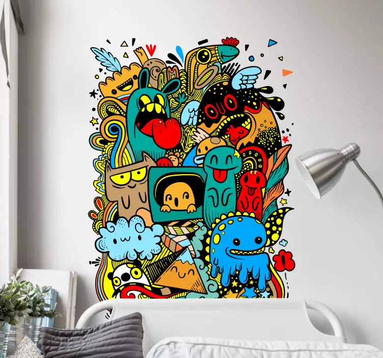 Aufkleber Set Abstrakte grunge monster graffiti - TenStickers