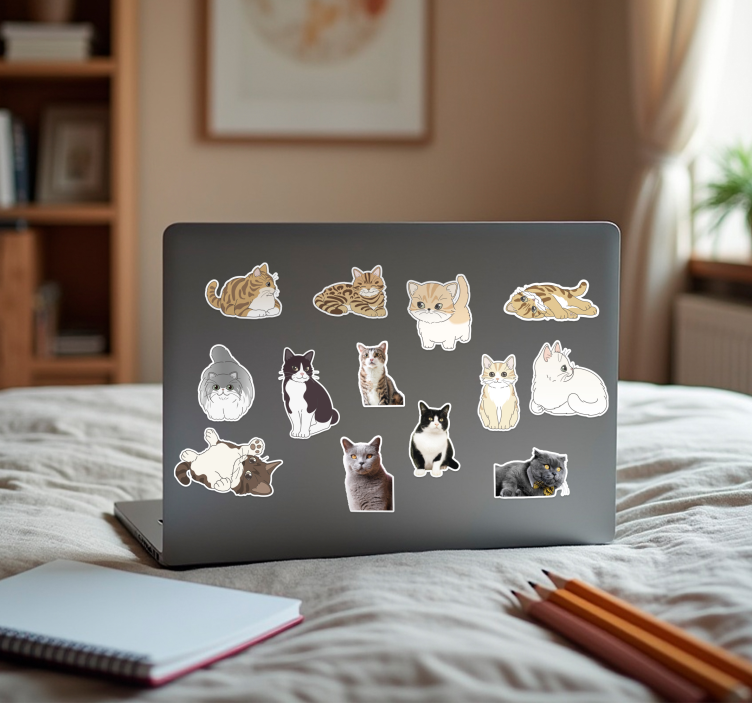 Laptop Sticker kleine katzen aufkleber set - TenStickers
