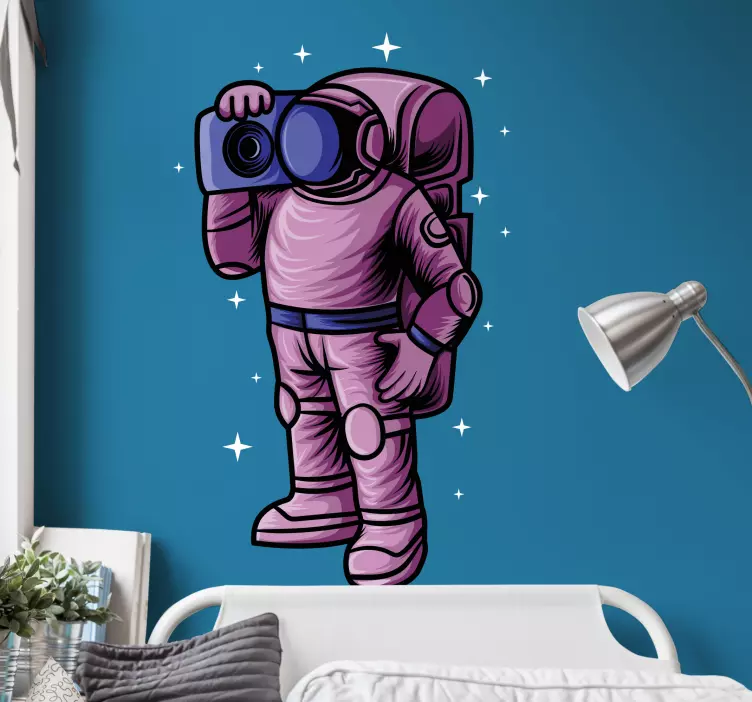 Wandtattoo weltall neugieriger astronaut erkundet - TenStickers