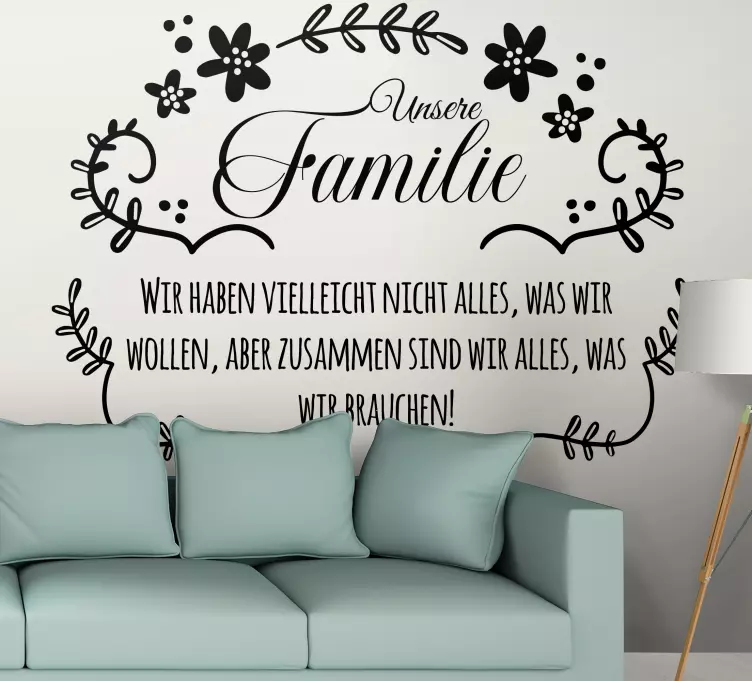 Wandtattoo Zitat Unsere Familie - TenStickers