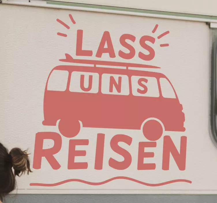 Surfer caravan text wandaufkleber - TenStickers