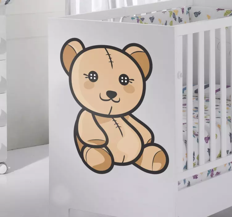 Süßer Teddybär Aufkleber mit Knopfaugen - TenStickers