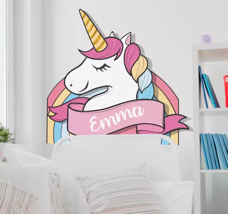 Süßes Einhorn Wandaufkleber mit Name - TenStickers