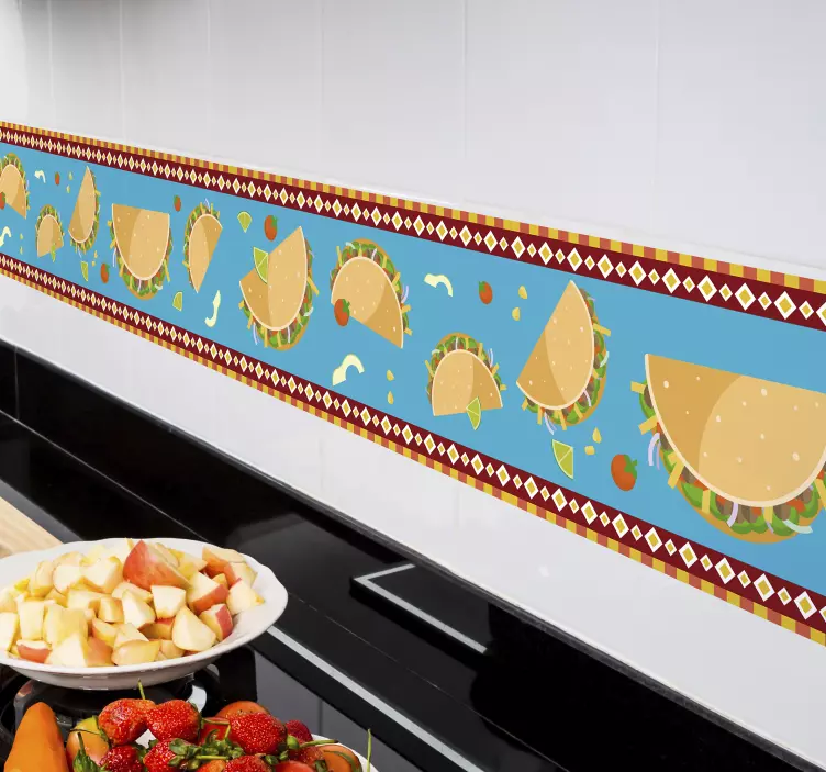Tacos Kunst Lebensmittel Bordüren Aufkleber - TenStickers