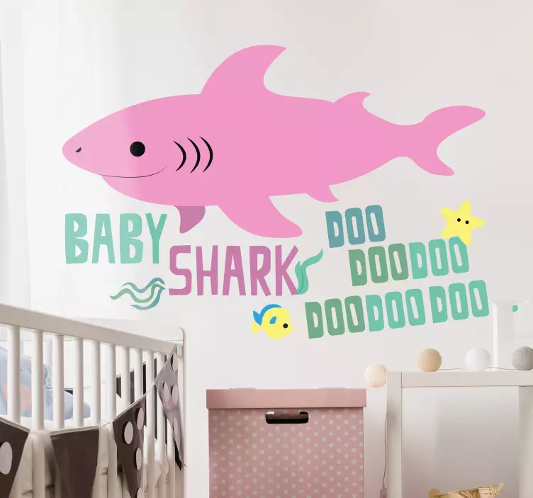 Text Aufkleber Baby Shark pink - TenStickers