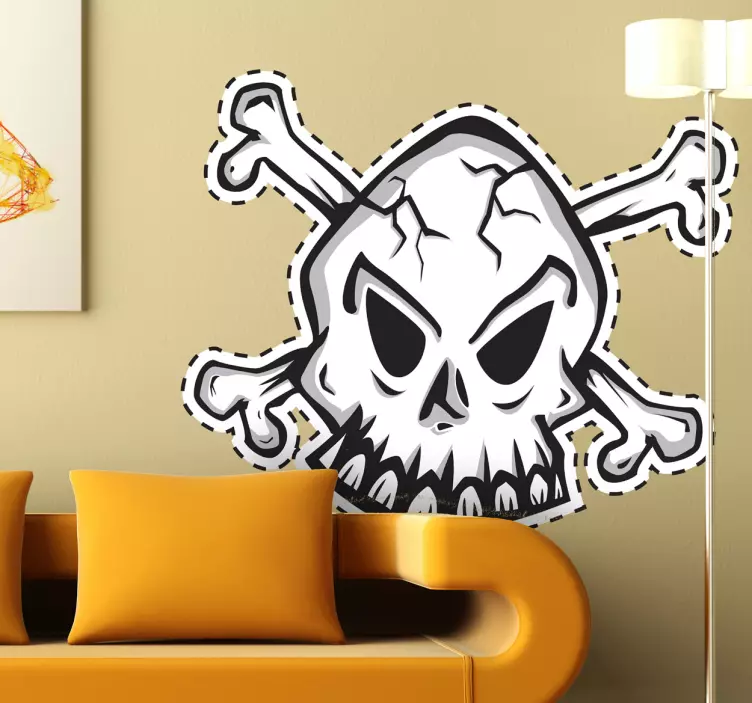 Totenkopf Aufkleber Zähne - TenStickers
