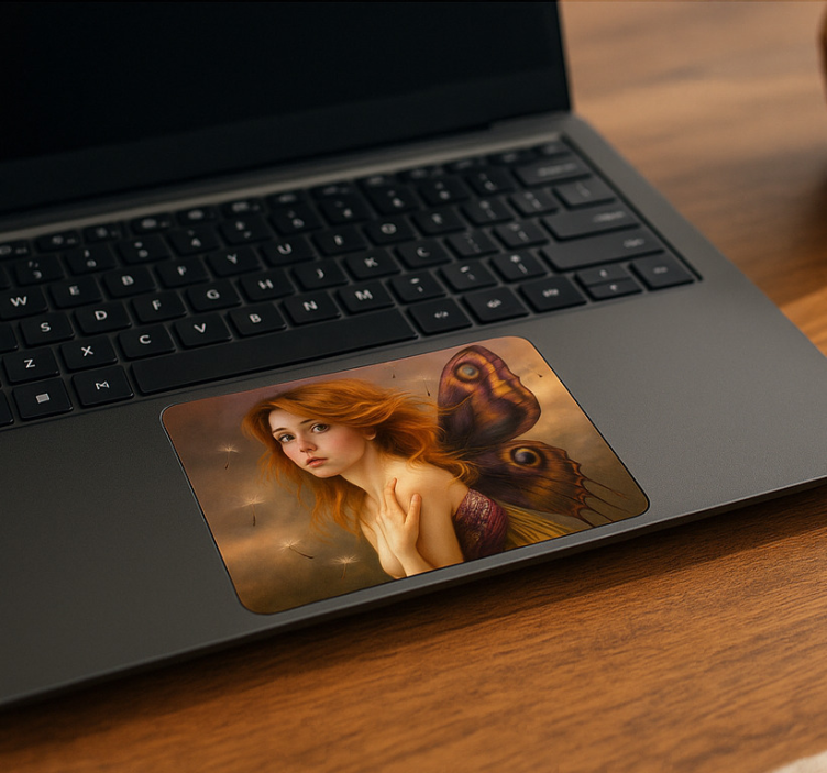 Touchpad Sticker mädchen mit schwimmenden löwenzahn - TenStickers