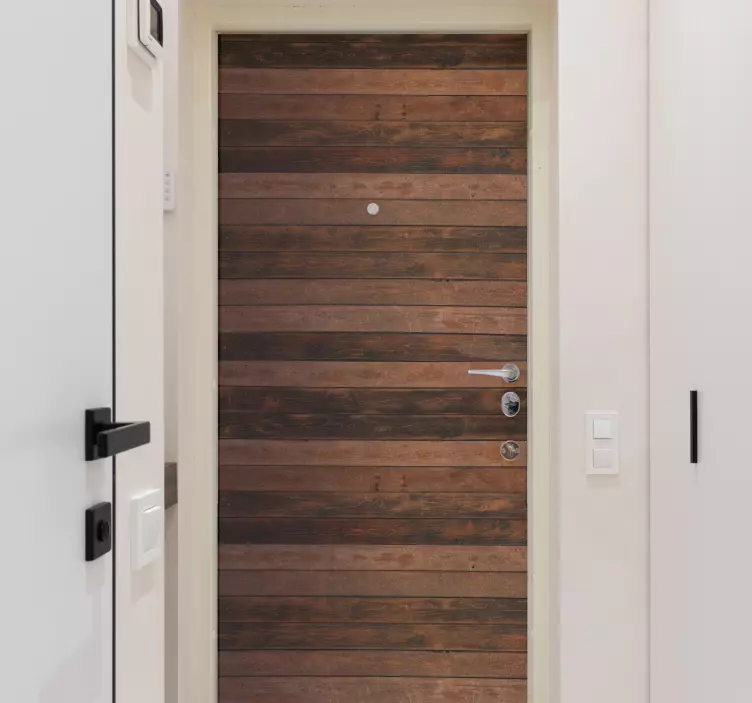 Türaufkleber Braune horizontale bretter - TenStickers