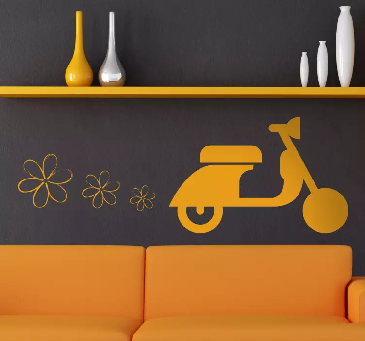 Vespa mit Blumen Aufkleber - TenStickers
