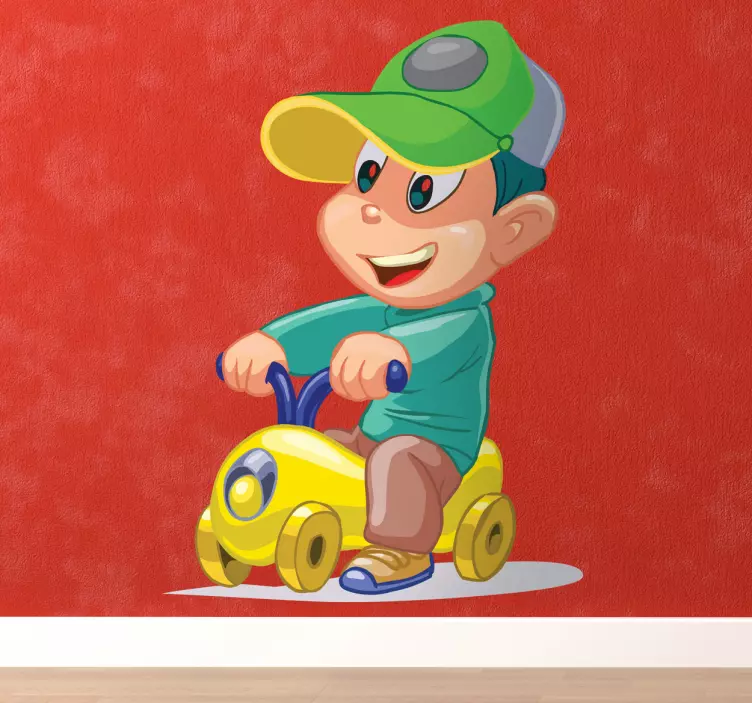 Wandtattoo Junge auf Spielzeugauto - TenStickers