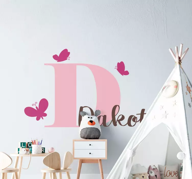 Wandtattoo Schmetterling Pink mit Name - TenStickers