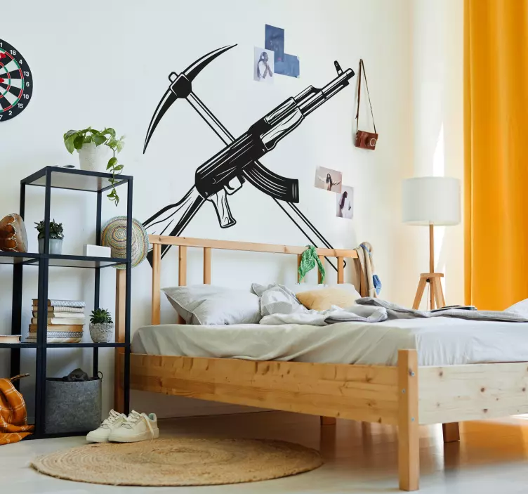 Wandtattoo Videospiel Spitzhacke und Pistole - TenStickers