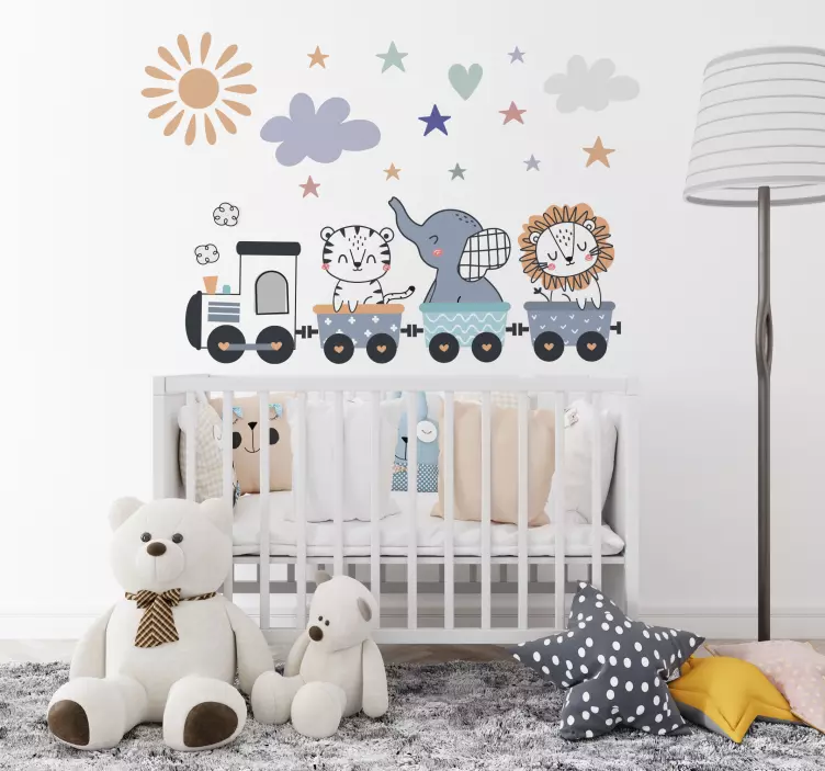 Wandtattoo Zeichnung glückliche tiere zug - TenStickers
