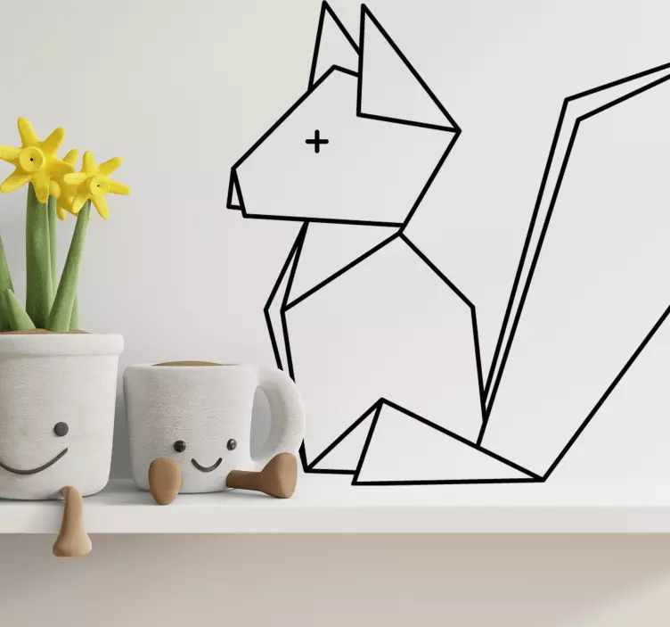 Wandtattoo Zeichnung Origami sitzen fuchs - TenStickers