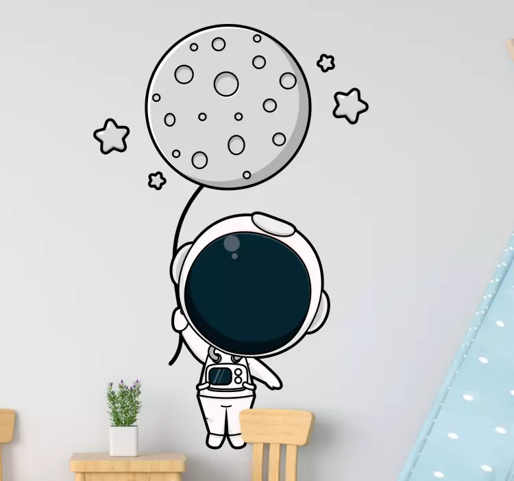 Wandtattoo Zeichnung Süßer astronaut und mondballon - TenStickers