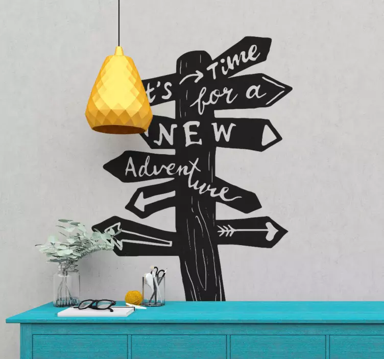Wandspruch neues abenteuer schild - TenStickers