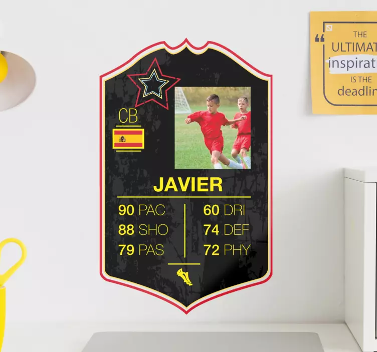 Anpassbarer Fußball Sticker Schwarze Spielerkarte - TenStickers