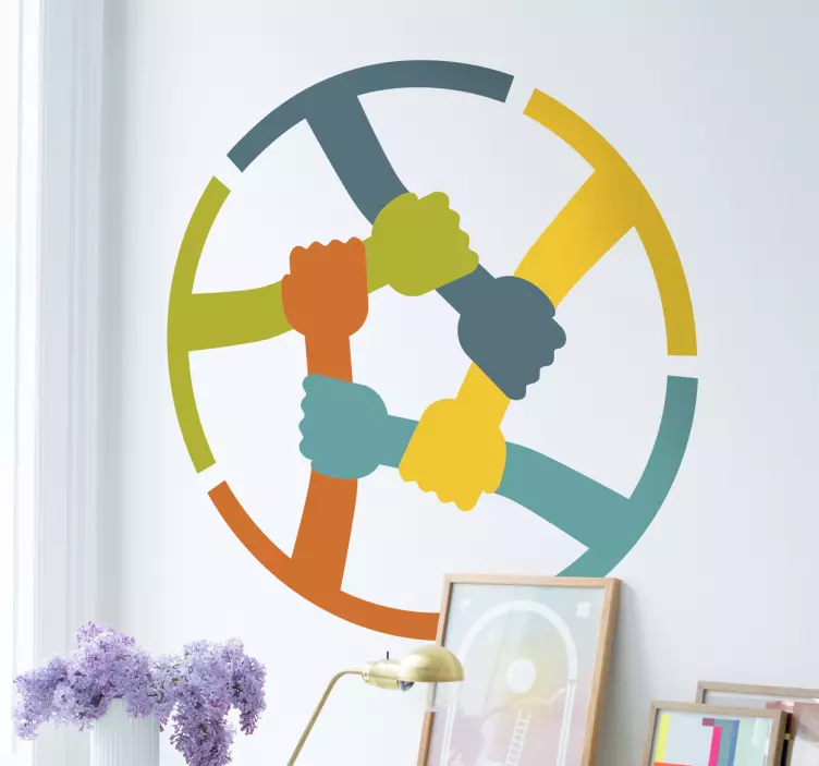Wandsticker Solidarität bunte Hände - TenStickers