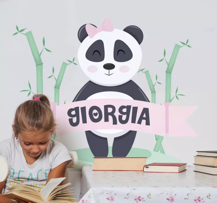 Kinderzimmer Wandtattoo Baby panda mädchen mit Namen - TenStickers