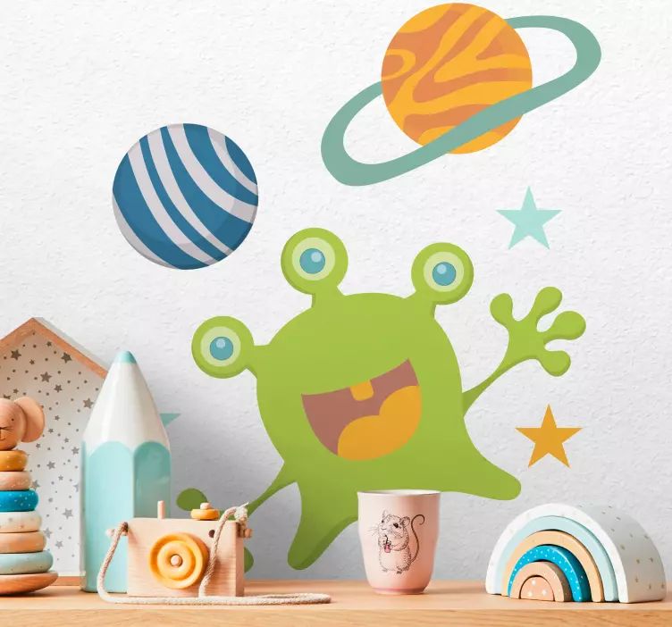 Kinderzimmer Wandtattoo Planeten mit Aliens - TenStickers