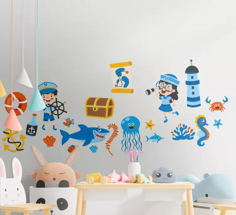 Kinderzimmer Wandtattoo Piraten- und meeresleben - TenStickers