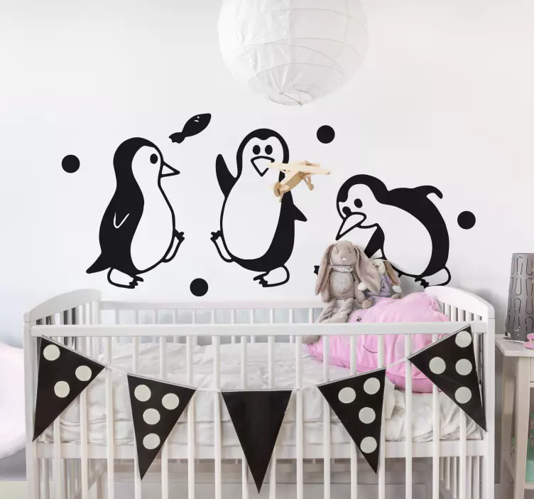 Kinderzimmer Wandtattoo Süße kleine pinguine spielen - TenStickers