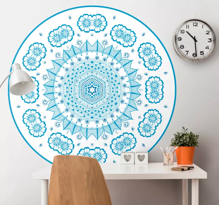 Abstrakte Deko-Aufkleber Hellblaues mandala im klassischen stil - TenStickers
