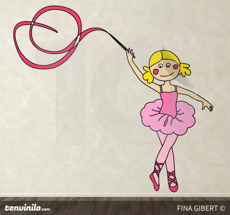 Wandtattoo Ballerina mit Gymnastikband - TenStickers