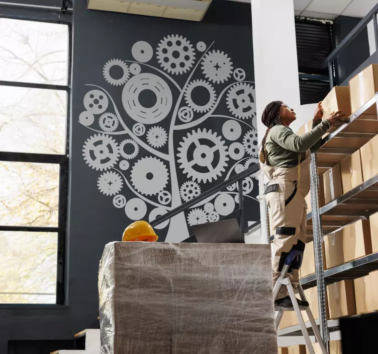 Wandtattoo Baum mit Zahnrädern - TenStickers